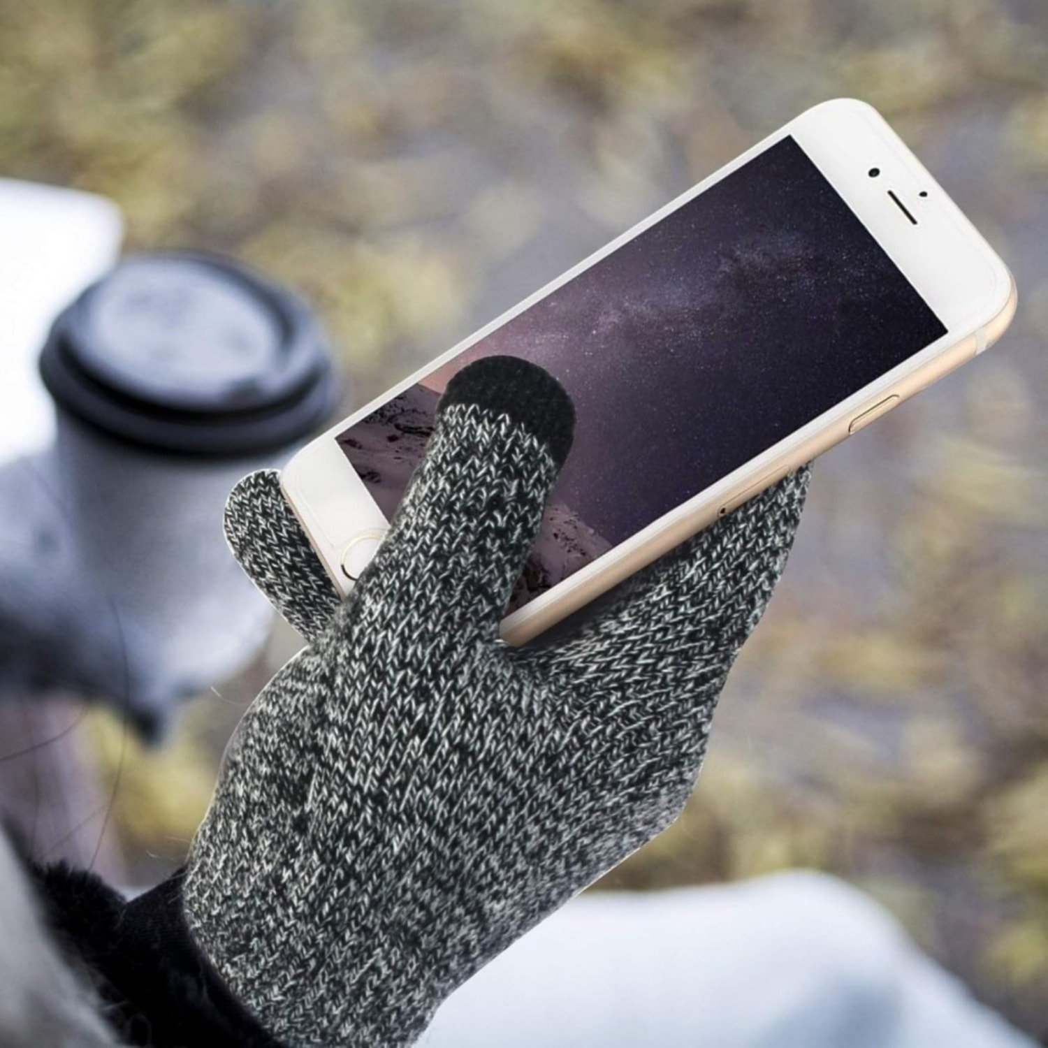 Winter Work Set – Knit Beanie, Neck Warmer & Touchscreen Gloves, Grey - Image 4