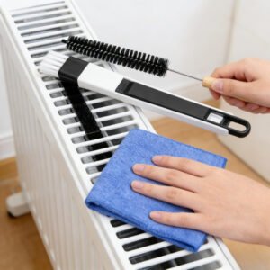Radiator Cleaning Brush Set – 3 Pieces with 70.5 cm Brush, Grout Brush & Microfibre Cloth